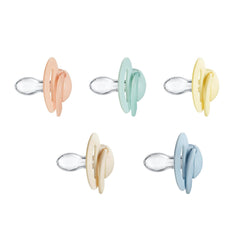 Nuby – Lot de 5 Sucettes et Sucettes Orthodontiques en Silicone Souple | 3 modèles pour le jour et la nuit | 2 modèles qui brillent dans le noir | Sans BPA | Forme semblable à un sein | Pour 18-36 mois