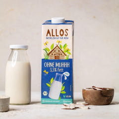 Allos Bio Ohne Muhhh 3,5% | Milchalternative | Boire à la base de Pflanzen | végétalien | schäumbar | parfait pour le café sans lactose | Sources de calcium et de vitamines | Reich une protéine | 1 litre (6 pièces)