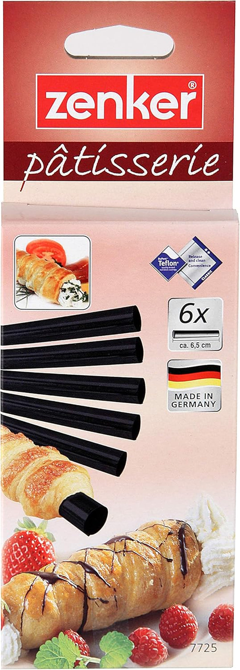 Zenker Cream Roll Set - Moules à pâtisserie haut de gamme pour de délicieux petits pains à la crème, résistants à la chaleur jusqu'à 230°C, avec boîte de rangement pratique, 6 pièces, noir