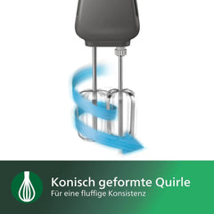 Philips Batteur à main, 450 W, 5 Geschwindigkeiten plus Turbo, Weiß/Grau (HR3741/00) Cuisine Naty Shop