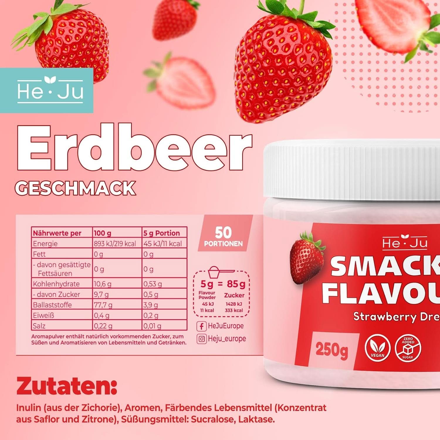 He-Ju, Poudre au goût de fraise, 250 grammes Arômes Naty Shop
