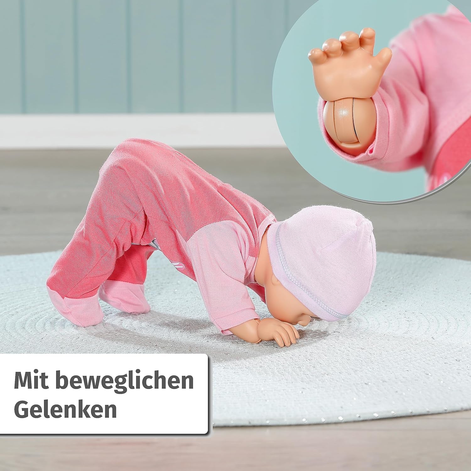 Baby Annabell Emily Run With Me 43cm, poupée rampante et qui marche avec fonction sonore, robe et chapeau roses, 710623 Zapf Creation Dolls Naty Shop