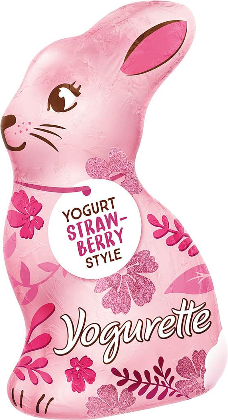 Lapin de Pâques au yaourt 75g – Lapin en chocolat pour Pâques – Chocolat blanc avec yaourt et chips de fraises fruitées – Lapin en chocolat pour Pâques et panier de Pâques – Cadeau chocolat – Cadeau de Pâques