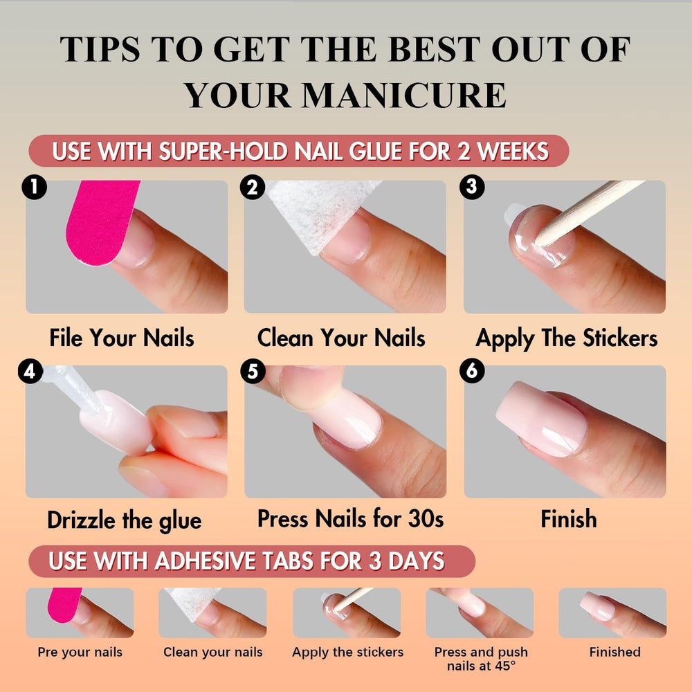 Faux ongles à pointe française courte – 30 pièces d'ongles noirs à coller sur des ongles carrés courts, faux ongles à pointe française avec colle, ensemble d'ongles artificiels carrés pour femme