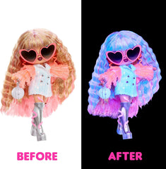 Mdr Surprise ! Tweens Neon Pop Stars - Thea Stars - 1 poupée mannequin avec des surprises rétroéclairées et plus de 10 vêtements et accessoires Pop Star, dont sa guitare rose vif, cadeau pour les enfants à partir de 4 ans