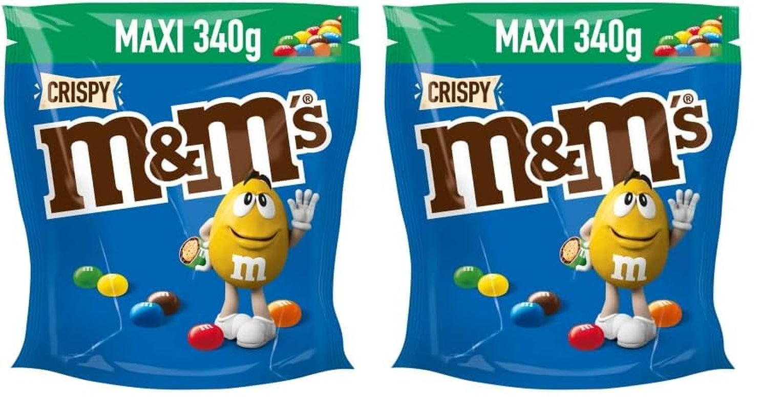 M&M'S Crispy, Lentilles croustillantes au chocolat et centre croustillant, Chocolat, 1 paquet (1 x 340 g) (paquet de 2)