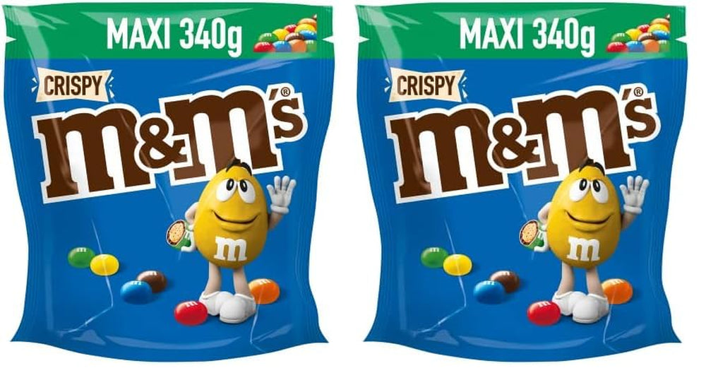 M&M'S Crispy, Lentilles croustillantes au chocolat et centre croustillant, Chocolat, 1 paquet (1 x 340 g) (paquet de 2)