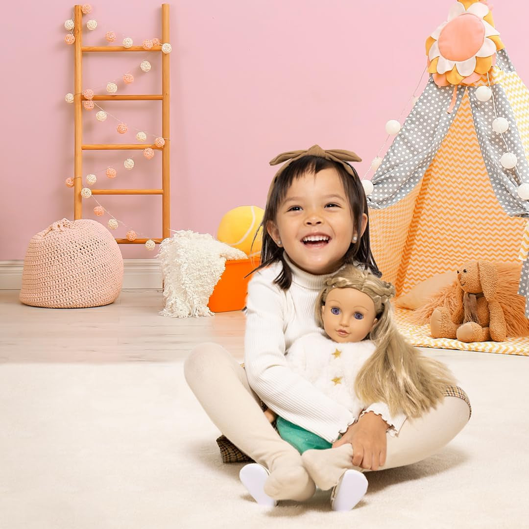 Heless 1370 - Puppenkleidung im Design Yuki, 2 teiliges Set in Weiß und Türkis, mit Jacke und Glitzertüllrock für Puppen und Kuscheltiere der Größe 28-35 cm