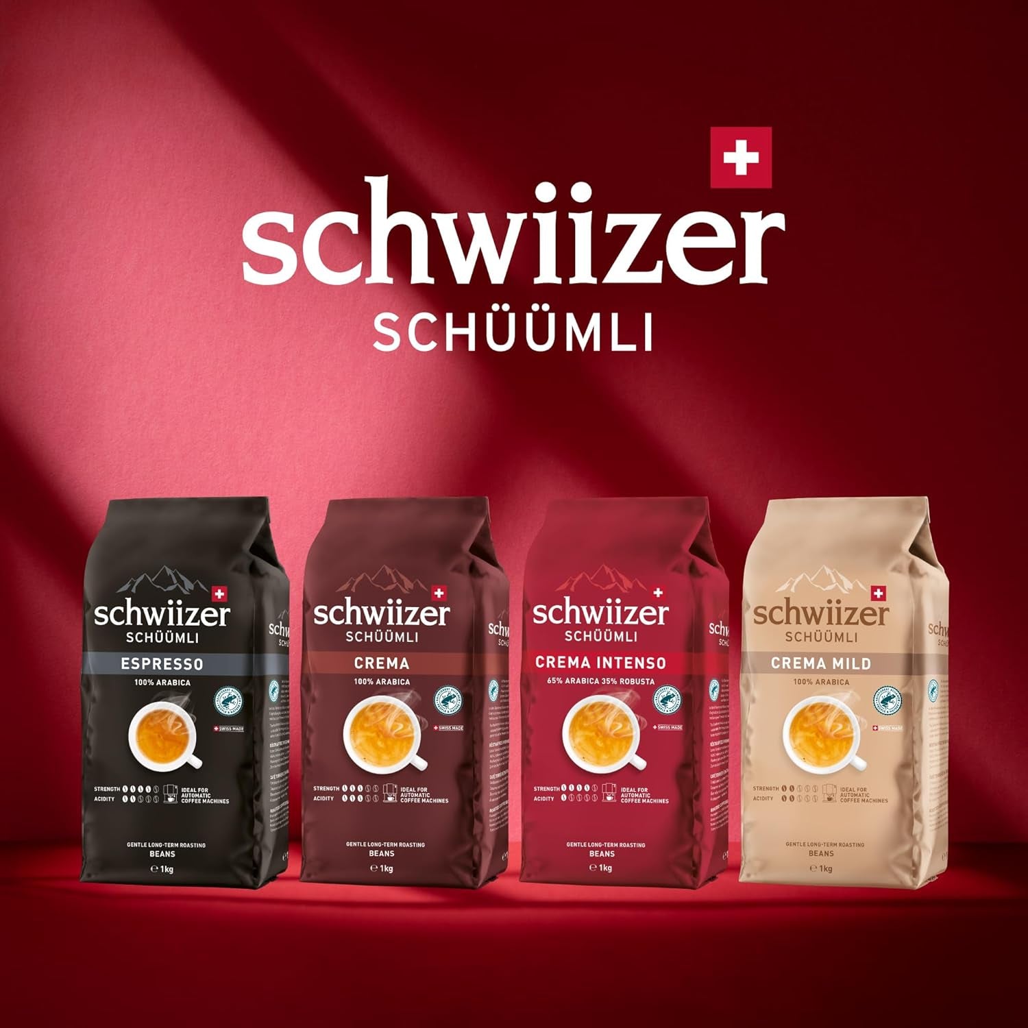 Schwiizer Schüümli Intenso, capsule, café moulu 1kg - Intensité 4/5 - Certificat UTZ (paquet de 4)