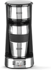 Machine à expresso monofiltre BEEM THERMO 2 GO avec tasse thermique de 0,4 l | Filtre permanent | Avec minuterie de 24 heures pour une tasse de café chaud le matin, pas d'attente | 750 W