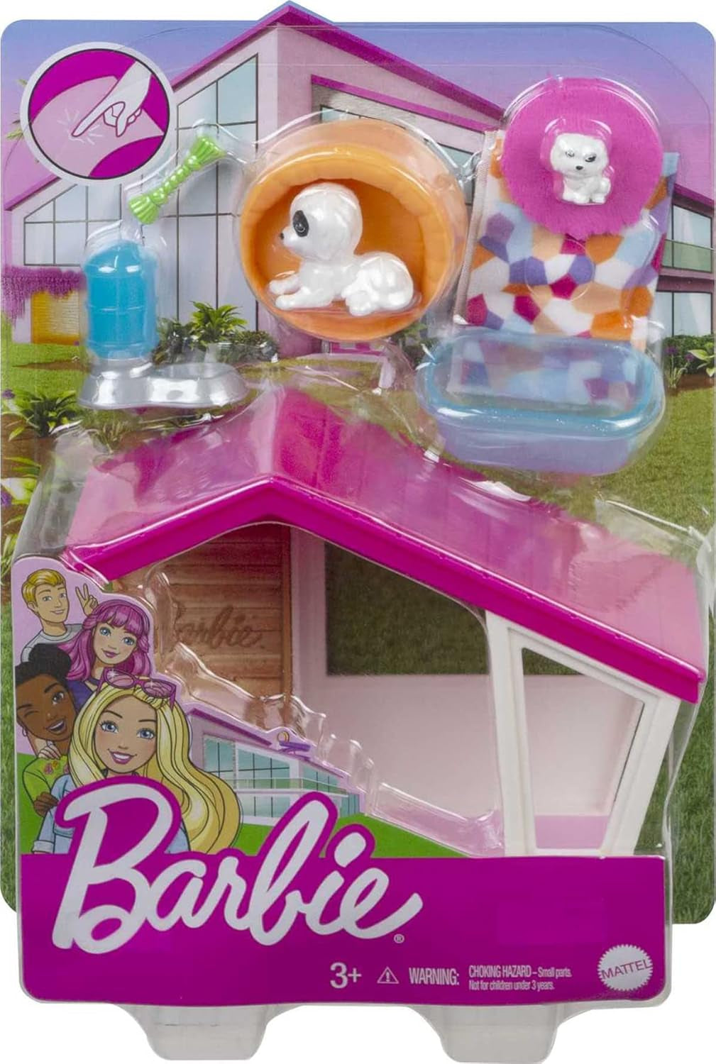 Barbie GRG78 - Mini Playset avec 2 chiens, niche et accessoires, cadeau pour enfants de 3 à 7 ans Naty Shop Dolls