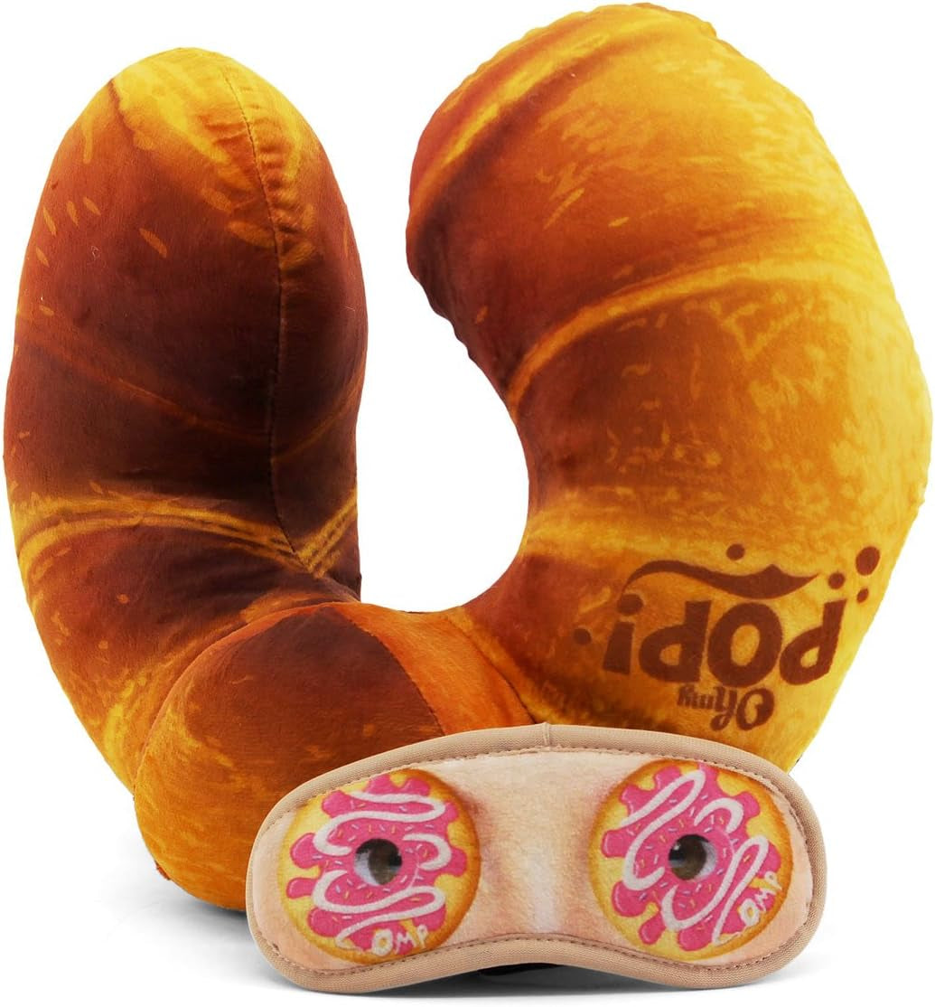 Oreiller Cervical Croissant et Masque de Sommeil, Orange Naty Shop Oreillers de Voyage