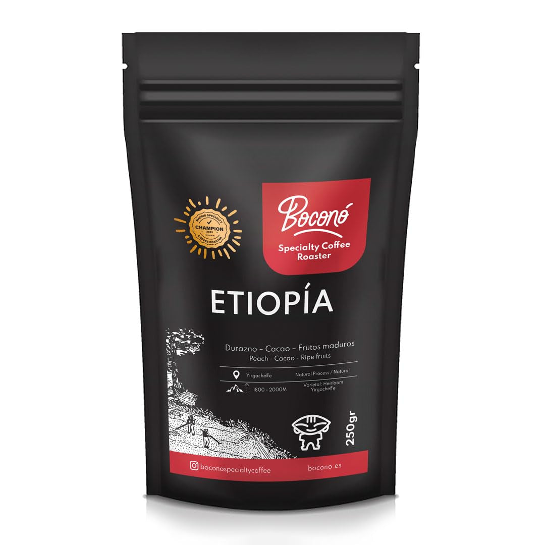 Café en grains de spécialité Boconó, Éthiopie, 250 g, Processus de lavage, Café en grains, 100 % Arabica, Expresso, Presse française, Traçabilité complète, Café de spécialité