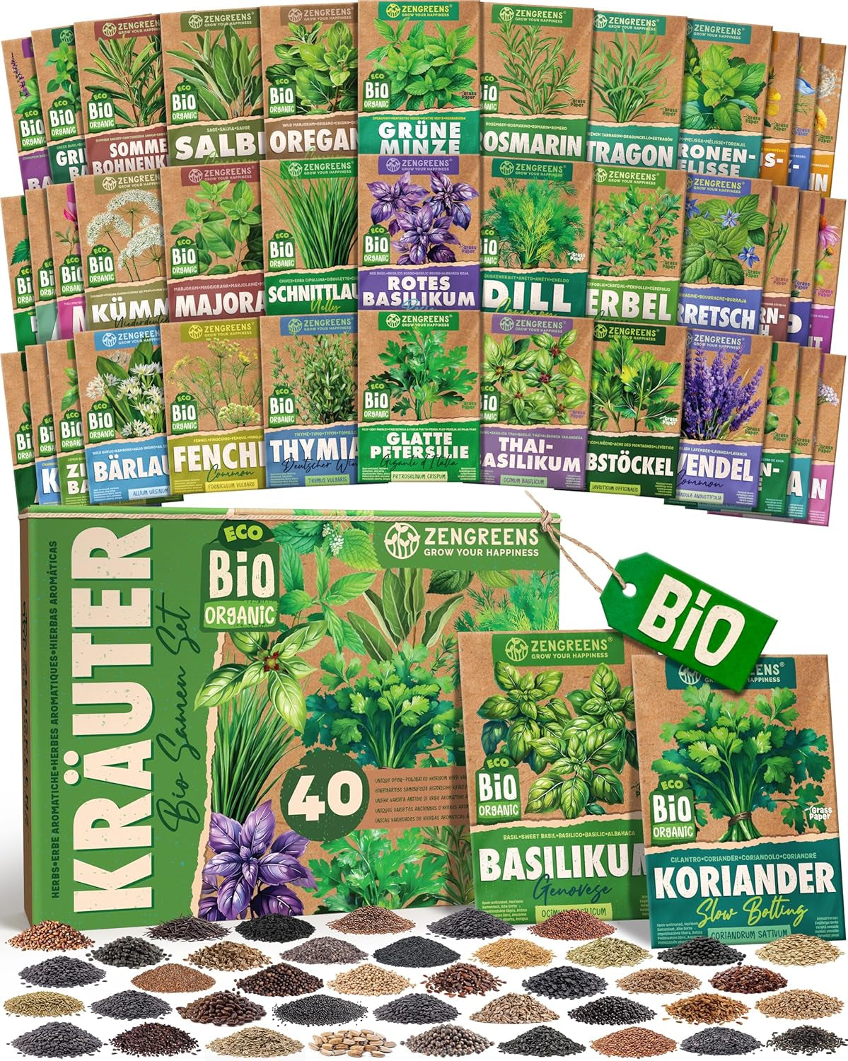 Semințe de busuioc organice într-un set de 6 - 6 semințe de busuioc pentru cultivare ușoară în grădină, balcon sau strat înălțat - semințe de plante - răsaduri