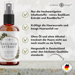 Traitement capillaire à l'extrait de basilic de Nordic Pure | Pour le soin des cheveux fins, secs et fragiles | Peut prévenir la chute des cheveux 100 ml Naty Shop soins capillaires