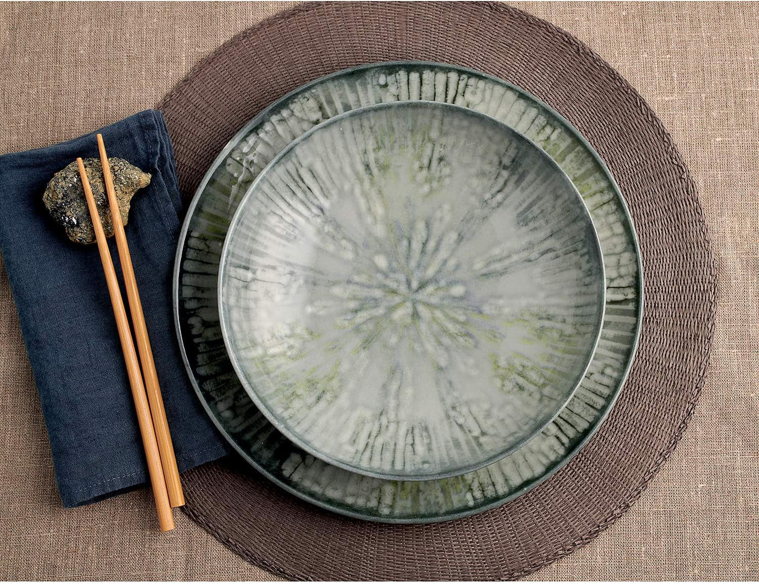 Service de table en porcelaine gris Fusion 67351GA2, 12 pièces