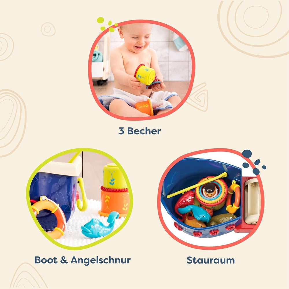 B. toys 13 pièces jouet de baignoire pour enfant avec bateau, gobelet empilable, poisson, jeu de pêche jouet pour enfant baignoire à partir de 1 an Jouets Bebe Naty Shop