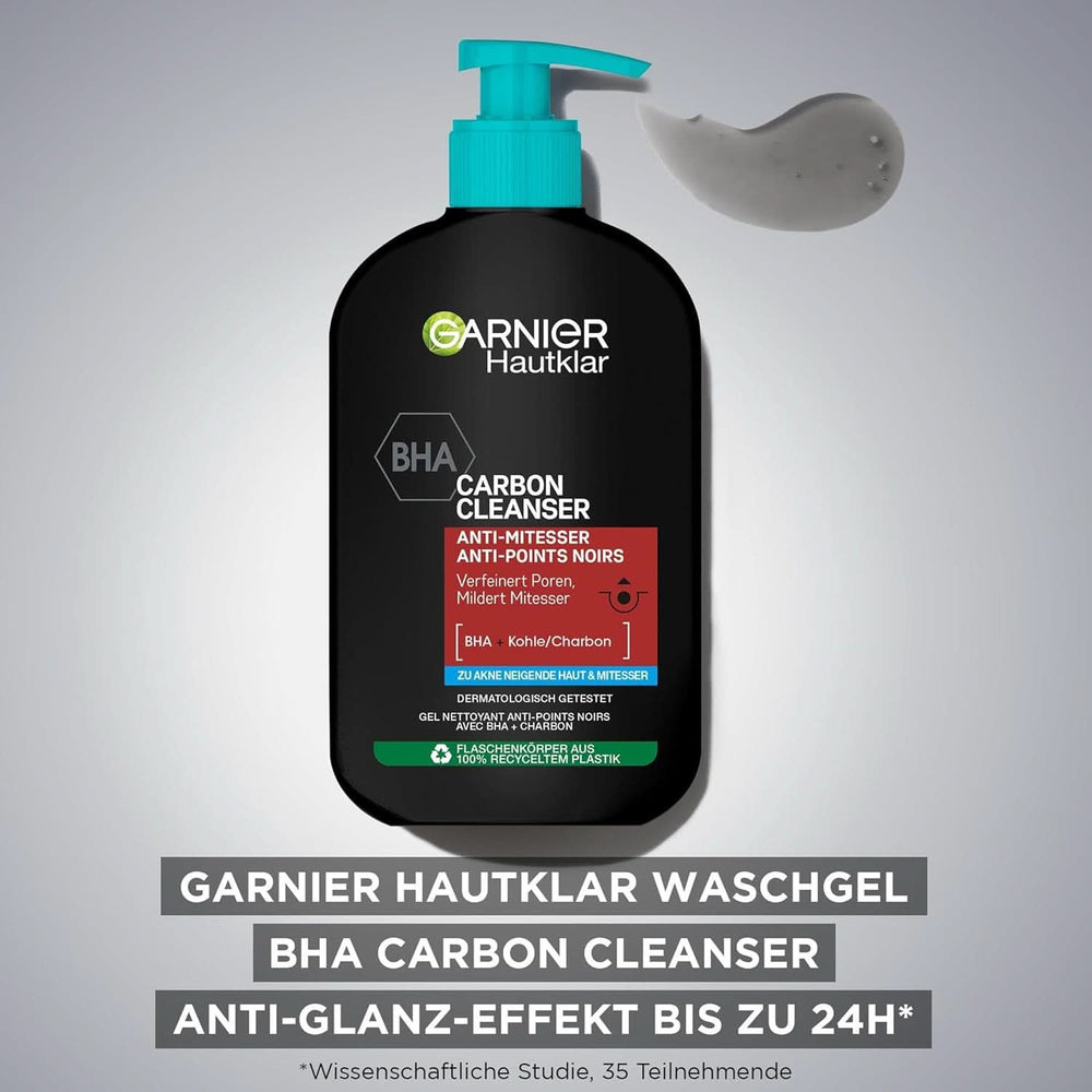 Garnier Charcoal Cleanser Gel Nettoyant Visage Contre Points Noirs & Boutons 250 ml Douche & Bain Naty Shop