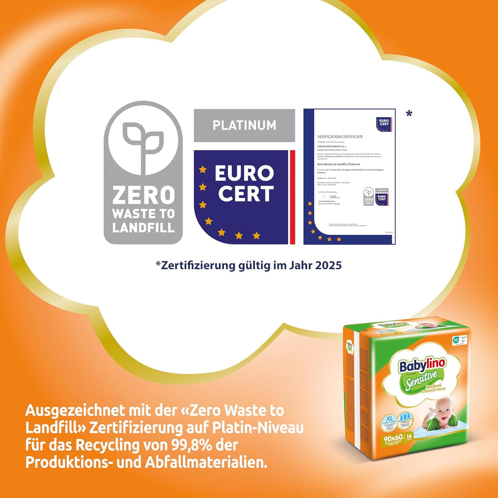 Lingettes humides sensibles, 90 x 60 cm, extra absorbantes, 14 pièces