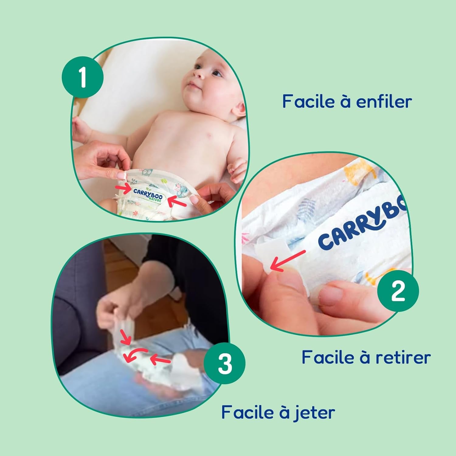 - Couche taille 4 (7 – 18 kg) – pour peaux sensibles – naturelle et très absorbante – étanche 12 heures – ohne unerwünschte Inhaltsstoffe – fabriquée en France – 132 couches