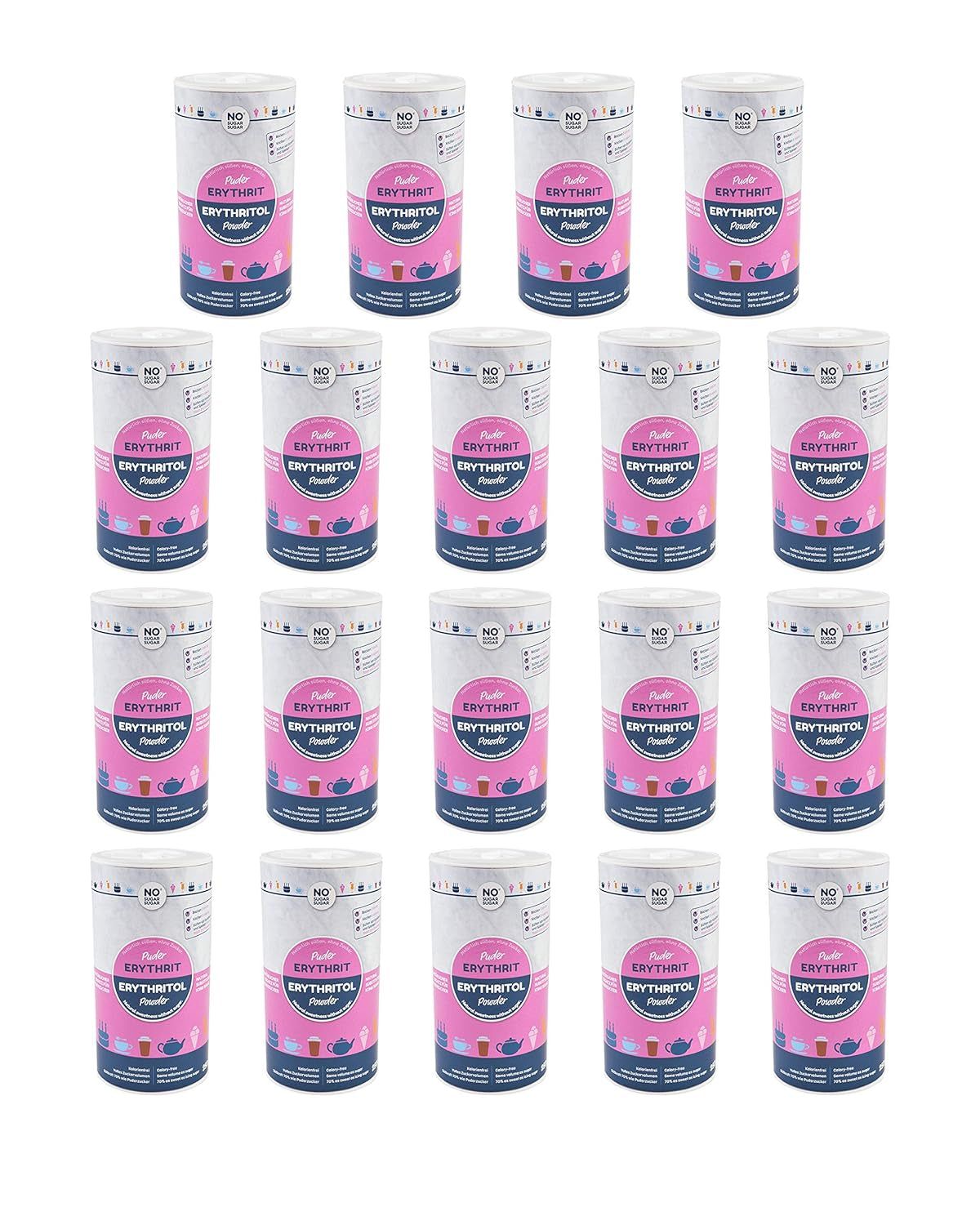 Nosugarsugar Erythrit Puder Streudose - Puderzuckerersatz Kalorienfrei, 19Er Pack (19 X 250 G) Édulcorants Naty Shop