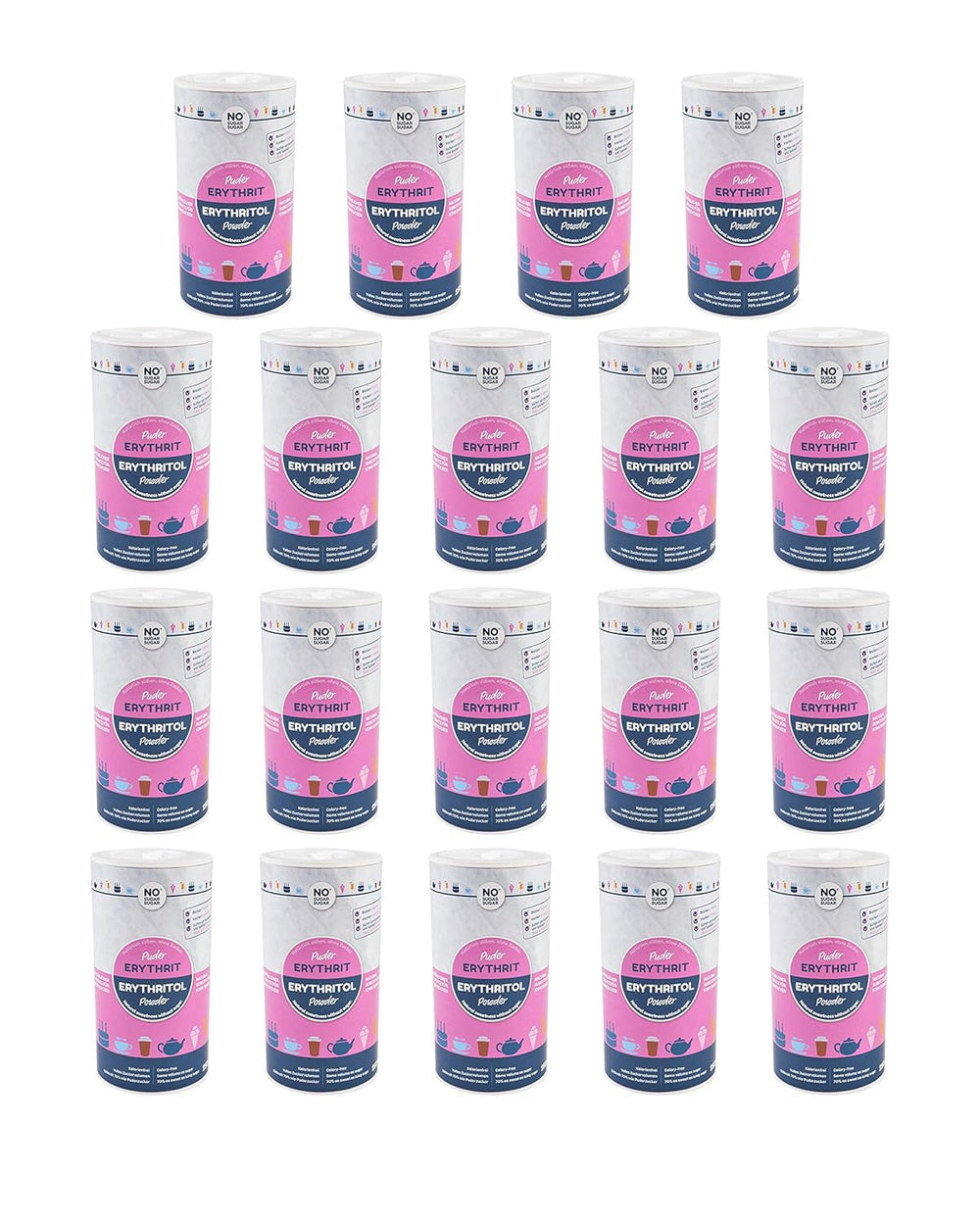 Nosugarsugar Erythrit Puder Streudose - Puderzuckerersatz Kalorienfrei, 19Er Pack (19 X 250 G) Édulcorants Naty Shop