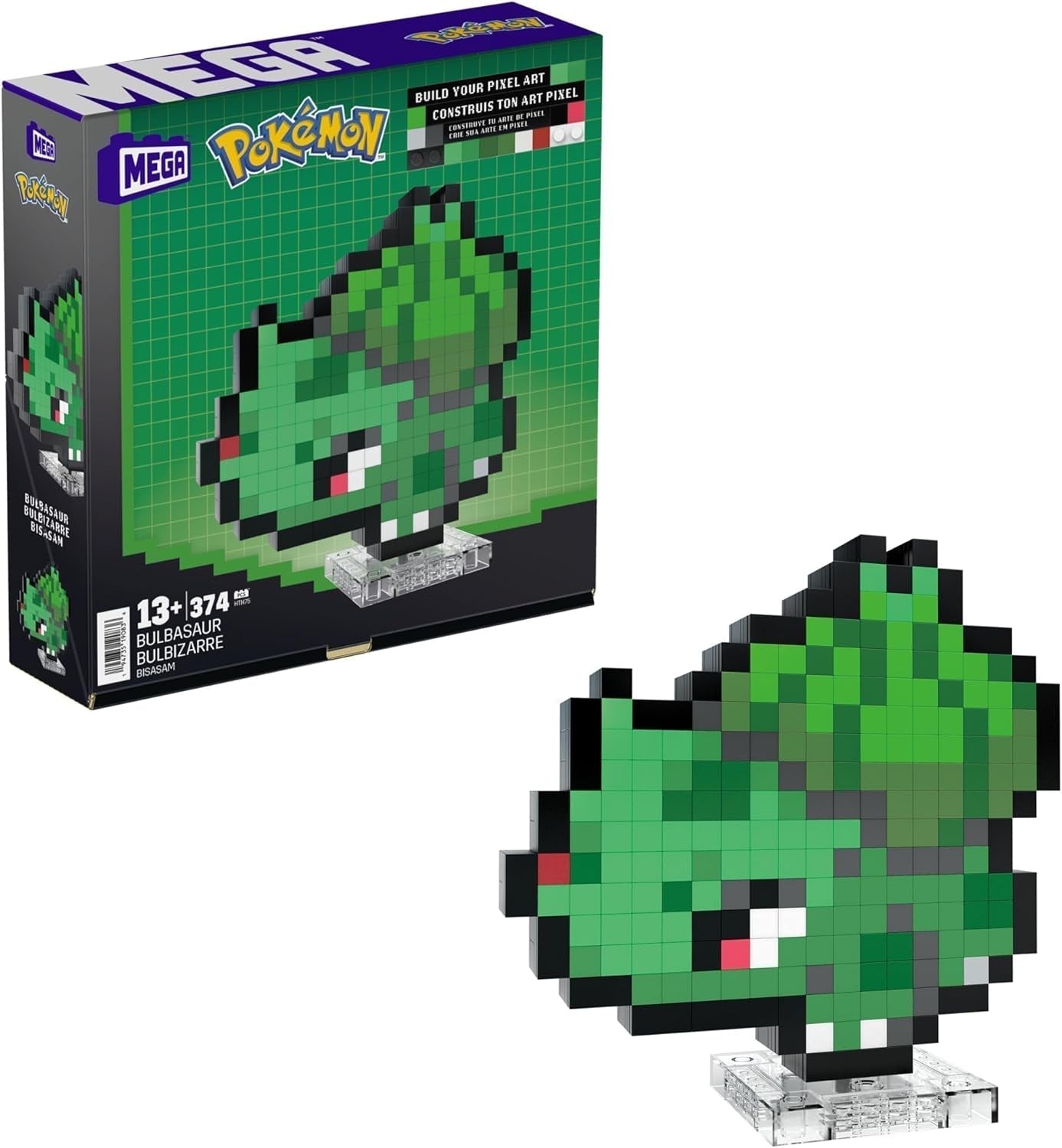 MEGA Pokémon Glumanda - Figurine à construire au look rétro, Pixel Art, avec base de montage mural, pour constructeurs et collectionneurs adultes, figurines d'action HTH76 Naty Shop Bisasam