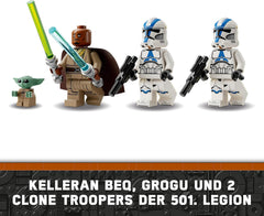 LEGO Star Wars S'échapper avec le BARC Speeder, l'ensemble Mandalorien, vélo jouet avec side-car, comprend les figurines Kelleran Beq et Grogu, cadeau pour garçons et filles à partir de 8 ans 75378 Ensembles de construction Beuche den LEGO-Store