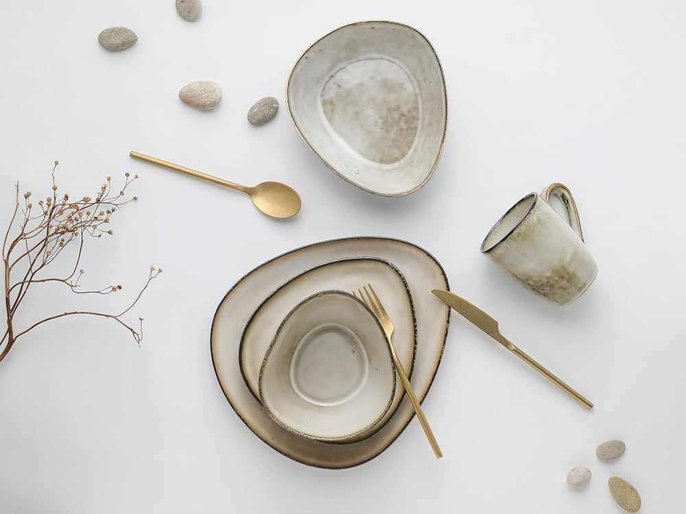 CreaTable, 23769, Série CLOUDY, Sable, Service de table 10 pièces, Service combiné en porcelaine, Passe au lave-vaisselle et au micro-ondes, Fabrication de qualité