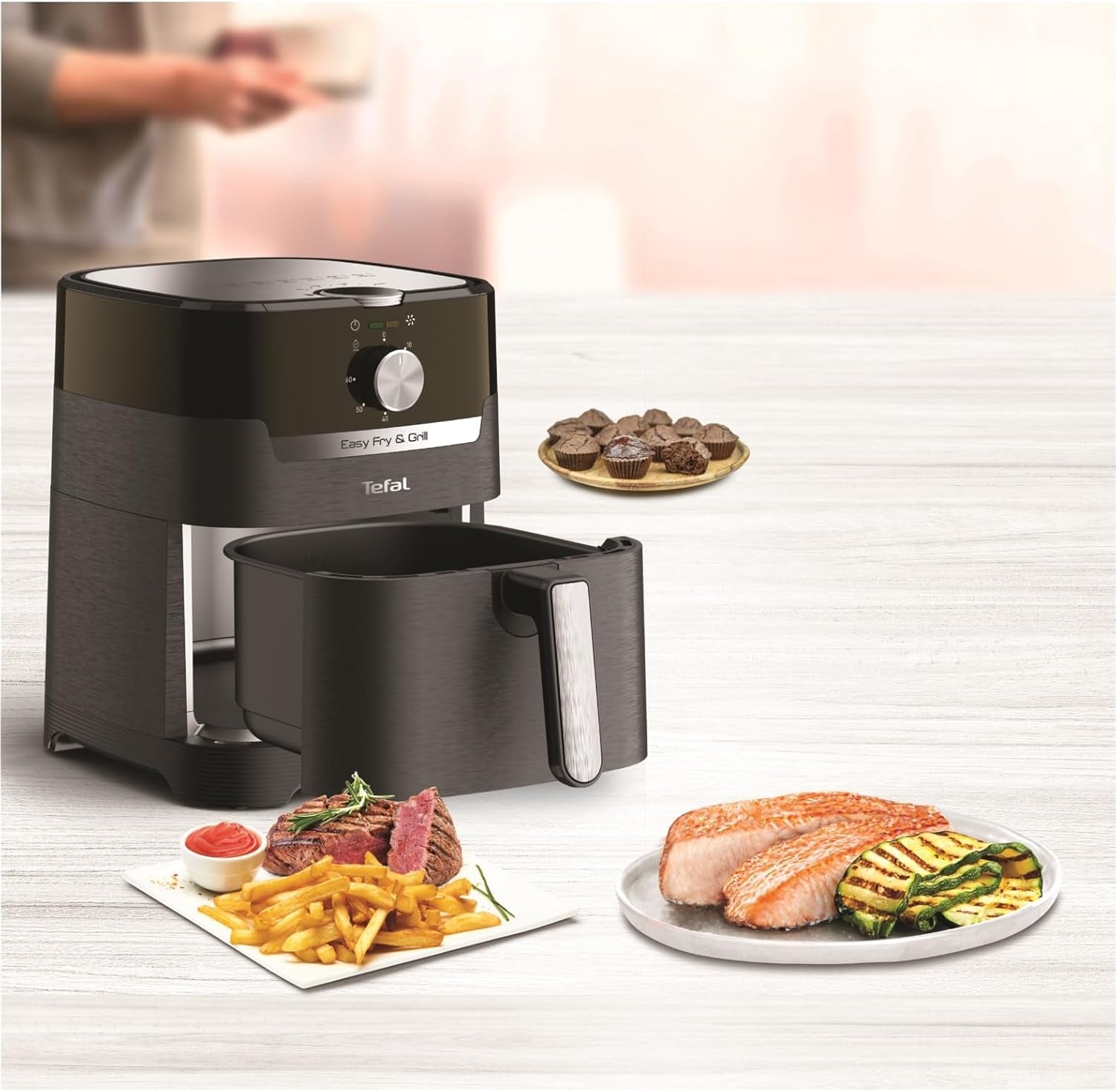 Tefal EY5018 Easy Fry & Grill Classic Friteuse à air, technologie 2 en 1 (Air Fryer et Grill), XL, 4,2 litres pour 6 portions, 1550 watts Électroménagers Naty Shop