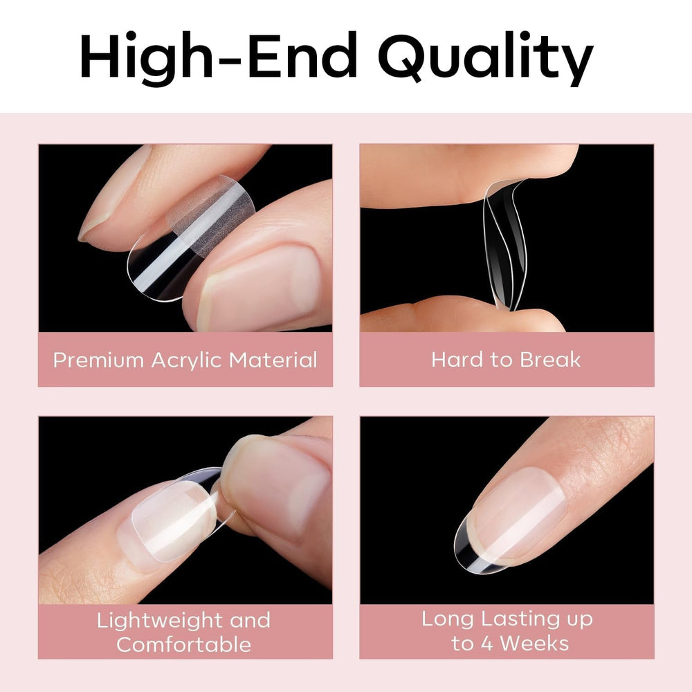 Modelones Nail Tips 510 pièces – Ensemble de pointes d'ongles à couverture complète, ensemble de pointes en gel, pointes d'ongles en résine PMMA pré-polonées, ongles artificiels à coller sur Nail Art DIY, Squoval court