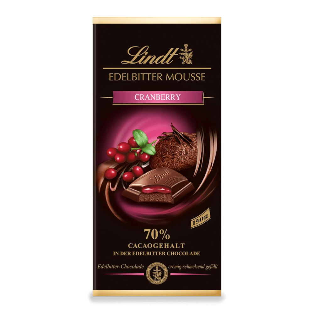 Mousse au chocolat noir Lindt avec piment et cerises | Barre 150g | Avec 70% de cacao et garniture de mousse au chocolat noir et piment cerise | Barre de chocolat | Chocolat noir