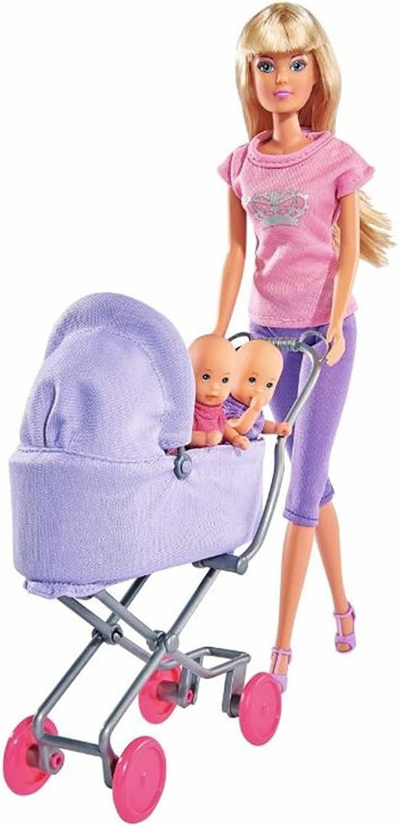 Simba Steffi Love Sunshine Twins - Poupée avec jumeaux et poussette, avec accessoires tels que biberons et jouets, variante assortie à 2 poupées, ensemble de poupées pour enfants à partir de 3 ans