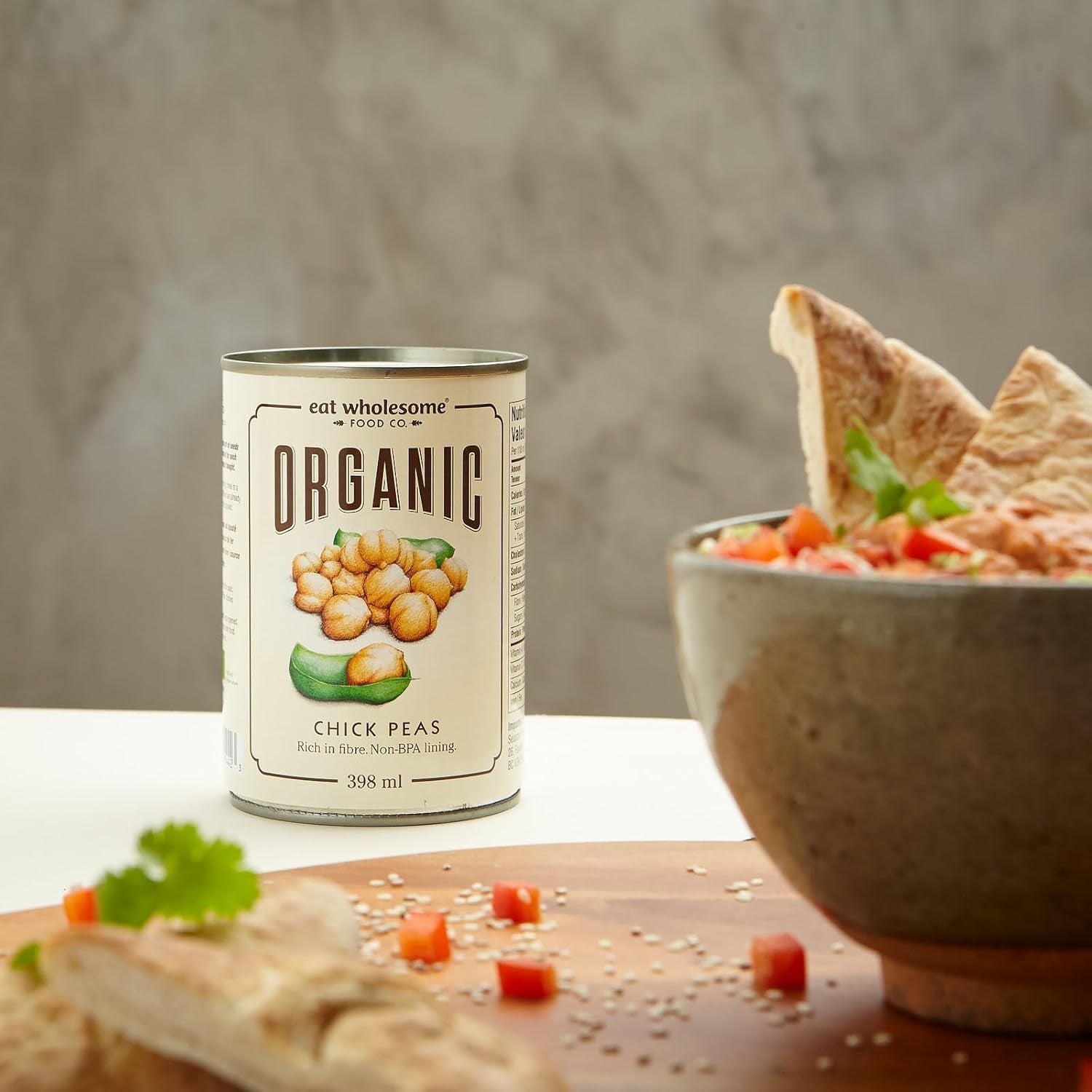 Mangez des pois chiches biologiques sains, 400 g (paquet de 12) – cuits dans l'eau, sans sel ajouté, 100 % naturels, source de protéines, végétaliens, doublure sans BPA et emballage neutre en CO2