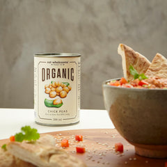 Mangez des pois chiches biologiques sains, 400 g (paquet de 12) – cuits dans l'eau, sans sel ajouté, 100 % naturels, source de protéines, végétaliens, doublure sans BPA et emballage neutre en CO2