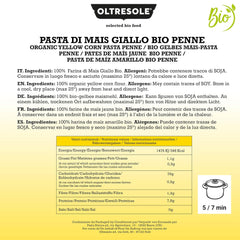 Pasta di Mais Giallo Biologica Italiana Gluten Free, Formato Penne - pâtes sans gluten, 100% farine de mais giallo biologique, végétalienne, confection de 3 paquets de 350 g