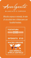 Caffè Mauro - Café en grains - 1 Kg - Mélange Avvolgente - Torréfaction moyenne - Intensité 8/10 - Fabriqué en Italie Coffee Naty Shop