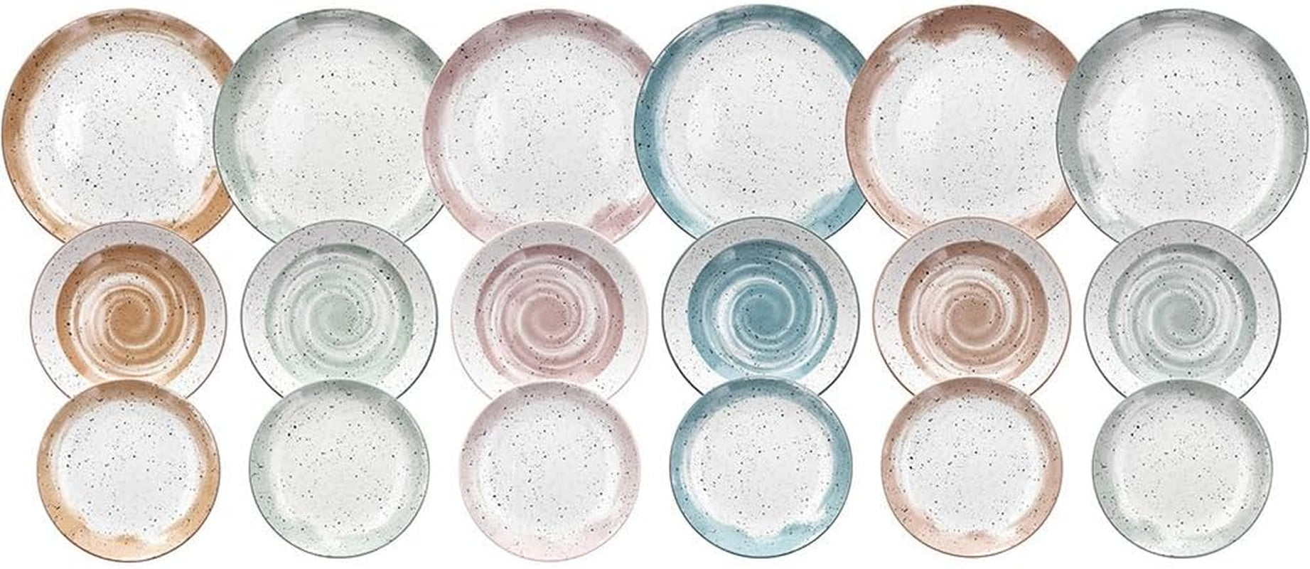 Service de table Sienna pour 6 personnes, 18 pièces, porcelaine, multicolore