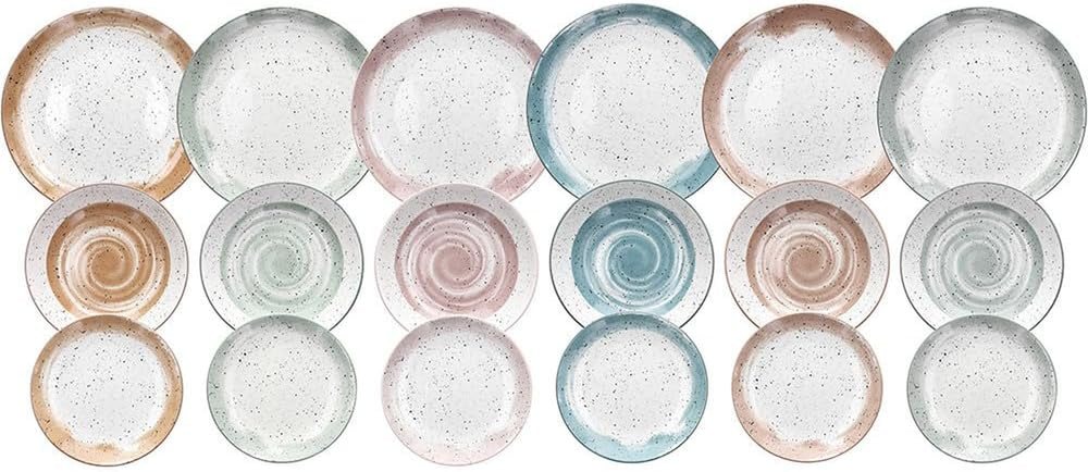Service de table Sienna pour 6 personnes, 18 pièces, porcelaine, multicolore