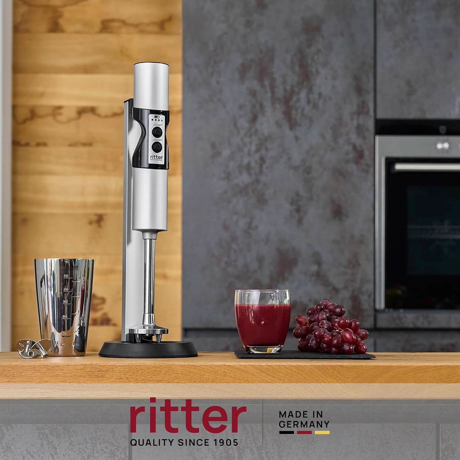 Ritter Stilo 7 plus Kabelloser Stabmixer, Pürierstab Mit Akku Aus Vollmetall, Fabriqué en Allemagne, Silber Kitchen Naty Shop