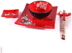 Service de Table Japonais Complet 2381, Porcelaine, Rouge