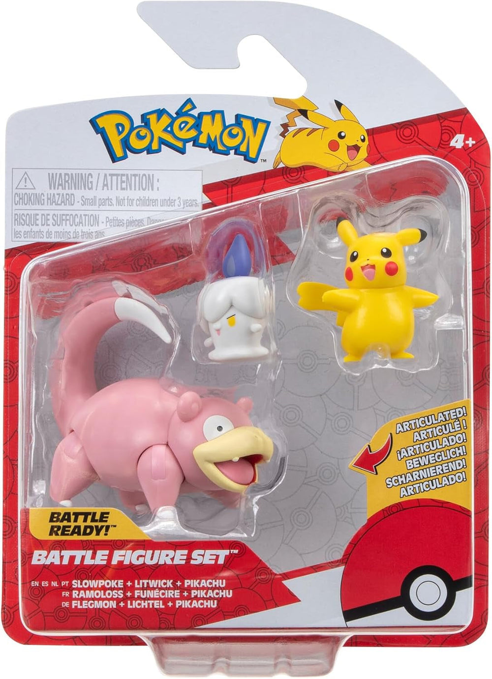 Pokémon PKW3057 Battle Figure Set-Piepi, Tanhel, Lauchzelot Figurines Naty Shop Lichtel, Pikachu, Phlegmon