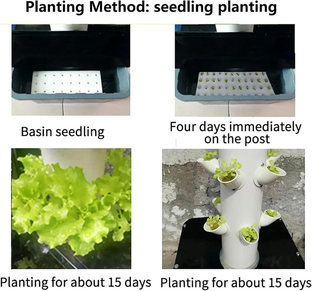 Tour hydroponique de 30 capsules, système de culture hydroponique, kit de culture aéroponique d'herbes, de fruits et de légumes avec pompe d'humidification, adaptateur, pot en maille, minuterie d'herbes, de fruits et de légumes