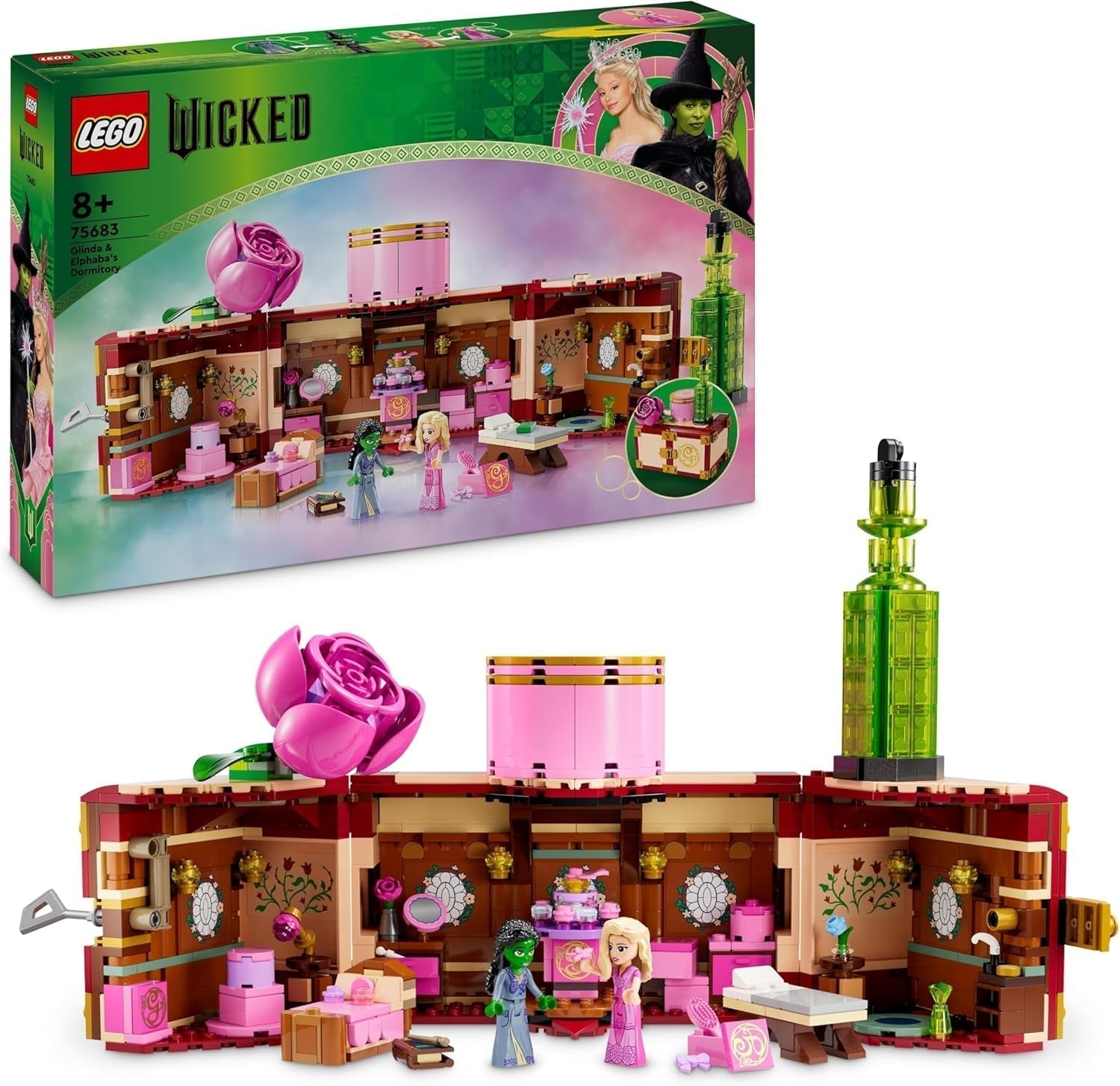 LEGO Wicked Glinda et Elphaba's Bedroom - Maison de poupée avec mini-poupées de 2 oz, superbes accessoires dont des fleurs et des tenues - Jouet créatif pour les filles de 8 ans et plus et les fans - 75683 Jeux de construction Besuche den LEGO-Store Titre par défaut