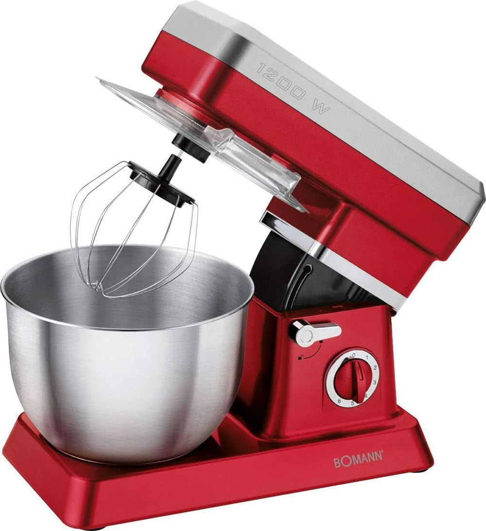 Bomann KM 398 CB Machine de cuisine, 8 Geschwindigkeitsstufen (0/1/2/3/4/5/6 + Puls), 6,3 litres Edelstahlschüssel Für Max. 3–3,5 kg Teigzubereitung, 1200 Watt, Rot Mère et Enfant Naty Shop