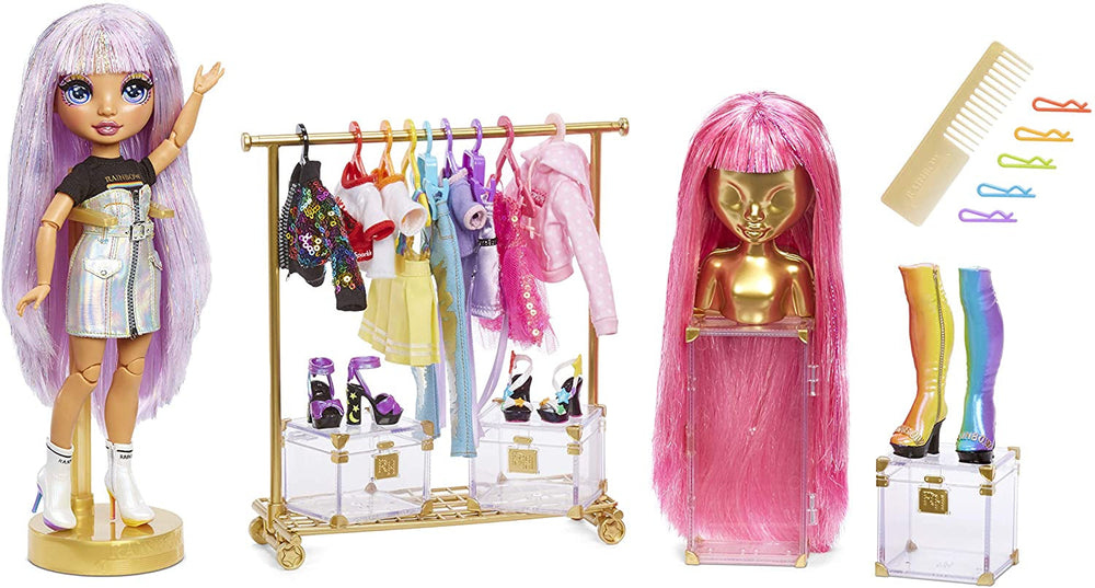 Rainbow High 571049 Fashion Studio - Exklusive Puppe mit Kleidung, Accessoires & 2 Funkelnden Perücken - Schaffen Sie 300+ Looks!