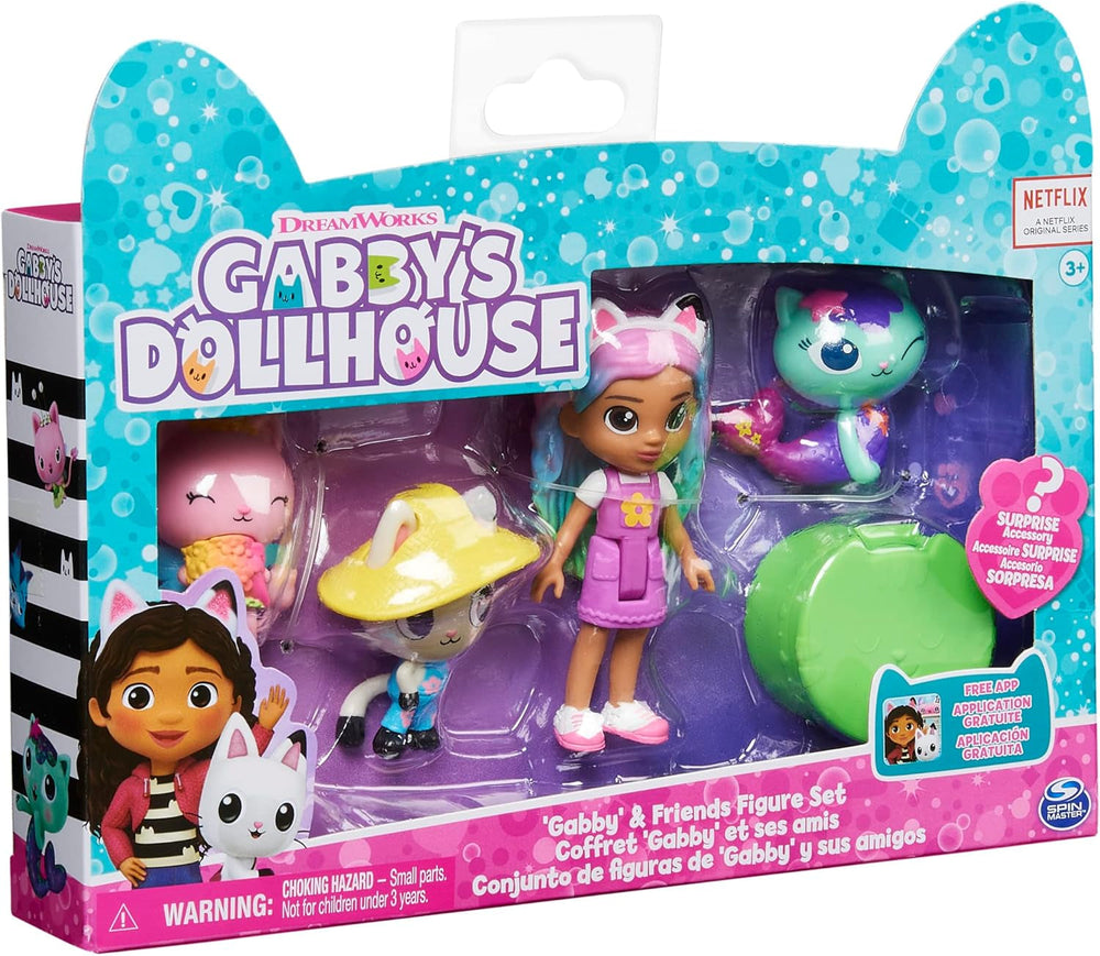 Gabby‘s Dollhouse, Regenbogen Figuren Set, Gabby mit 3 Katzenfiguren und 1 Cat Delivery Überraschungsbox, geeignet für Kinder ab 3 Jahren