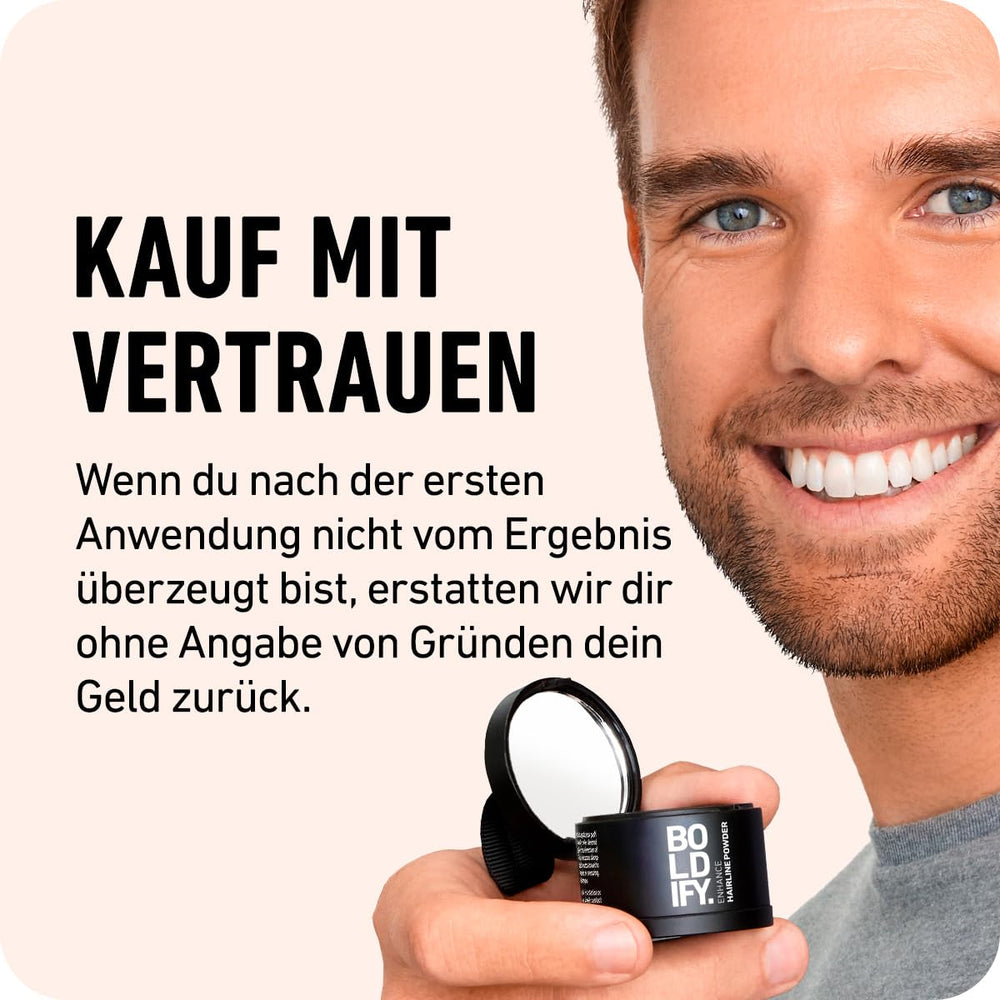 BOLDIFY Root Powder 4g - Correcteur de cheveux épaississant pour femmes et hommes 48h Couverture grise Maquillage capillaire imperméable pour dissimuler les racines (Noir) Naty Shop Coloration Capillaire