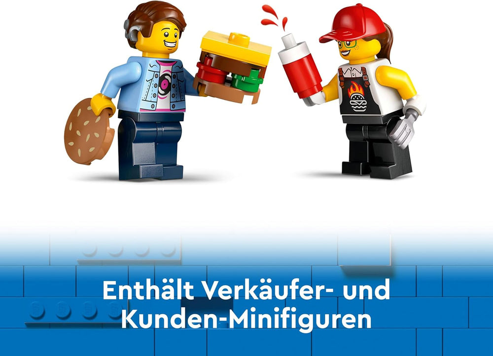 LEGO City Burger Van, Food Truck Toy for 5 Plus Year Old Boys & Girls, Vehicle Building Toys, Kitchen Playset with Vendor Minifigure and Accessories, Imaginative Play Gifts for Kids 60404