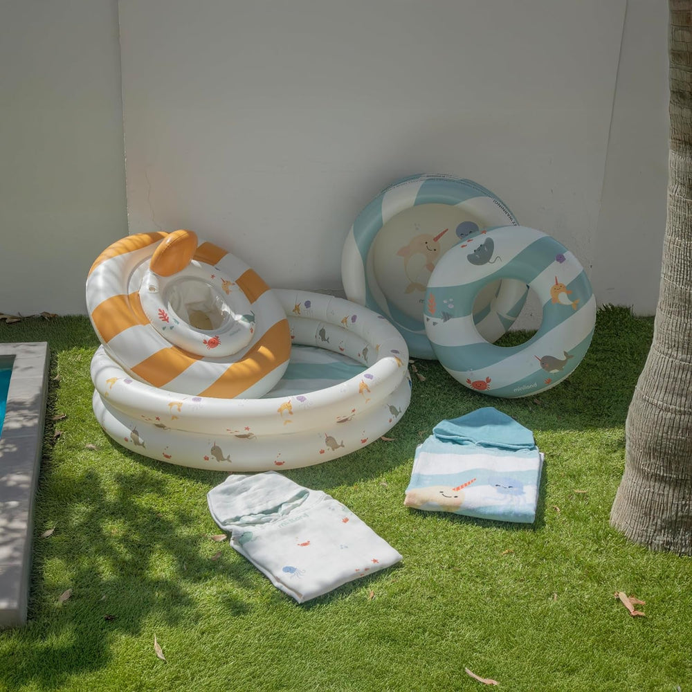 Miniland – Piscină gonflabilă pentru bebeluși 100 cm, piscină rotundă compactă și sigură pentru bebeluși
